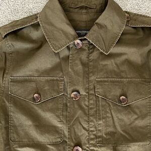 Military Olive Green Banana Republic Khaki Safari Trail zipper Shirt Jacket M